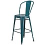 Flash Furniture Commercial 30" High Distressed Kelly Blue-Teal Metal Indoor-Outdoor Barstool with Back, 4 Pack (4ET353430KB)~#|#~sp137092259_sc7