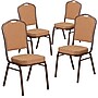 Flash Furniture Crown Back Stacking Banquet Chair with Brown Fabric and Thick Seat, Copper Vein Frame, 4/PK (4-FD-C01-C-4-GG)~#|#~sp137393889_sc7
