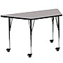 Flash Furniture Wren Trapezoid Mobile Activity Table, 22.5" x 45", Height Adjustable, Gray (XUA2448TRPGYHAC)~#|#~sp138374581_sc7