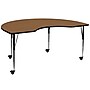 Flash Furniture Wren Kidney Mobile Activity Table, 48" x 72", Height Adjustable, Oak (XUA4872KIDOKTAC)~#|#~sp138375788_sc7
