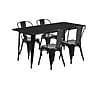 Flash Furniture Darcy Indoor-Outdoor Table Set with 4 Stack Chairs, 63" x 31.5", Black (ETCT005430BK)~#|#~sp138378201_sc7
