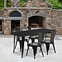 Flash Furniture Darcy Indoor-Outdoor Table Set with 4 Stack Chairs, 63" x 31.5", Black (ETCT005430BK)~#|#~sp138378203_sc7