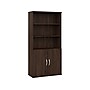 Bush Business Furniture Hybrid 73"H 5-Shelf Bookcase with Doors, Black Walnut Laminated Wood (HYB024BW)~#|#~sp147696163_sc7