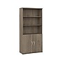 Bush Business Furniture Hybrid 73"H 5-Shelf Bookcase with Doors, Modern Hickory Laminated Wood (HYB024MH)~#|#~sp147696180_sc7