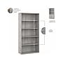 Bush Business Furniture Hybrid 73"H 5-Shelf Bookcase with Adjustable Shelves, Platinum Gray Laminated Wood (HYB136PG-Z)~#|#~sp147788036_sc7