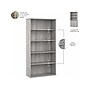 Bush Business Furniture Hybrid 73"H 5-Shelf Bookcase with Doors, Platinum Gray Laminated Wood (HYB024PG)~#|#~sp147788052_sc7