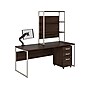 Bush Business Furniture Hybrid 72" W Computer Desk. Hutch, Mobile File Cabinet + Monitor Arm Bundle, Black Walnut (HYB019BWSU)~#|#~sp148019916_sc7
