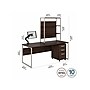 Bush Business Furniture Hybrid 72" W Computer Desk. Hutch, Mobile File Cabinet + Monitor Arm Bundle, Black Walnut (HYB019BWSU)~#|#~sp148019921_sc7