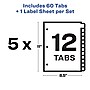 Avery Index Maker Paper Dividers with Print & Apply Label Sheets, 12 Tabs, Multicolor, 5 Sets/Pack (11405)~#|#~sp148106896_sc7