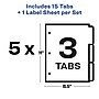 Avery Index Maker Paper Dividers with Print & Apply Label Sheets, 3 Tabs, White, 5 Sets/Pack (11435)~#|#~sp148106923_sc7