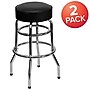 Flash Furniture Bruno Traditional Vinyl/Metal Double Ring Barstool without Back, Chrome/Black, 2-Pieces/Pack (2XUD100)~#|#~sp152800091_sc7