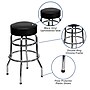 Flash Furniture Bruno Traditional Vinyl/Metal Double Ring Barstool without Back, Chrome/Black, 2-Pieces/Pack (2XUD100)~#|#~sp152800098_sc7