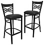 Flash Furniture HERCULES Series Traditional Metal X-Back Barstool, Black/Black Seat, 2-Pieces/Pack(2XU6FOBXBBKV)~#|#~sp152800171_sc7