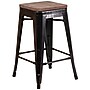 Flash Furniture Lily Industrial Metal Counter Height Stool without Back, Black-Antique Gold (CH3132024BQW)~#|#~sp152800604_sc7