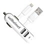 cellhelmet 4.8-Amp 3-Port USB Car Charger with USB-A to Lightning Flat Cable, 3 Feet (CAR-4.8/3-B+F-LIGHT-3-W)~#|#~sp154190819_sc7