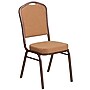 Flash Furniture HERCULES Series Crown Back Stacking Banquet Chair with Brown Fabric and 2.5'' Thick Seat, Copper Vein Frame~#|#~sp154586785_sc7