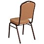 Flash Furniture HERCULES Series Crown Back Stacking Banquet Chair with Brown Fabric and 2.5'' Thick Seat, Copper Vein Frame~#|#~sp154586790_sc7