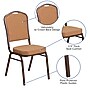 Flash Furniture HERCULES Series Crown Back Stacking Banquet Chair with Brown Fabric and 2.5'' Thick Seat, Copper Vein Frame~#|#~sp154587763_sc7