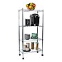 Mind Reader Metal 4-Tier Storage Shelves Garage Shelving Organization with Wheels, Silver (MET4TWHEEL-SIL)~#|#~sp155207147_sc7