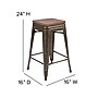 Flash Furniture Cierra Industrial Metal Counter Stool without Back, Gun Metal Gray, 4-Pieces/Pack (4ET31320W24GNR)~#|#~sp155707244_sc7