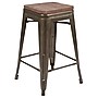 Flash Furniture Cierra Industrial Metal Counter Stool without Back, Gun Metal Gray, 4-Pieces/Pack (4ET31320W24GNR)~#|#~sp155707246_sc7
