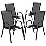 Flash Furniture Brazos Series Outdoor Stack Chair, Black, 4-Pieces (4JJ303C)~#|#~sp155708359_sc7