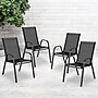 Flash Furniture Brazos Series Outdoor Stack Chair, Black, 4-Pieces (4JJ303C)~#|#~sp155708361_sc7