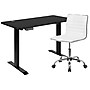 Flash Furniture Park 48"W Rectangular Adjustable Standing Electric Desk with Office Chair, Black/White (BLN2046512BBKWH)~#|#~sp155711339_sc7