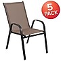 Flash Furniture Brazos Series Outdoor Stack Chair, Brown, 5-Pieces (5JJ303CB)~#|#~sp155714117_sc7
