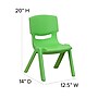 Flash Furniture Plastic School Chair with 10.5" Seat Height, Green, 2-Pieces (2YUYCX003GREEN)~#|#~sp155715522_sc7