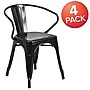 Flash Furniture Colorful Restaurant Chair with Arms, Black, 4 Pack (4CH31270BK)~#|#~sp160199104_sc7