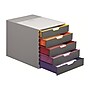 Durable VARICOLOR 5-Compartment Stackable Plastic Drawer Box, Gray (760527)~#|#~sp162711272_sc7