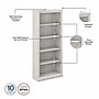 Bush Furniture Saratoga 72"H 5-Shelf Bookcase with Adjustable Shelves, Linen White Oak Laminate (W1645C-03)~#|#~sp163409833_sc7