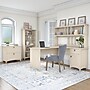 Bush Furniture Salinas 60"W L Shaped Desk with Hutch, Lateral File Cabinet and 5 Shelf Bookcase, Antique White (SAL007AW)~#|#~sp164701192_sc7