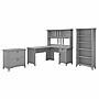 Bush Furniture Salinas 60"W L Shaped Desk with Hutch, Lateral File Cabinet and 5 Shelf Bookcase, Cape Cod Gray (SAL007CG)~#|#~sp164748820_sc7