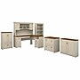 Bush Furniture Fairview 60"W L Shaped Desk with Hutch, Bookcase, Storage and File Cabinets, Antique White/Tea Maple (FV014AW)~#|#~sp168011866_sc7
