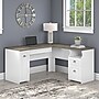 Bush Furniture Fairview 60"W L Shaped Desk with Drawers and Storage Cabinet, Shiplap Gray/Pure White (WC53630-03K)~#|#~sp168011894_sc7