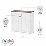 Bush Furniture Fairview 60"W L Shaped Desk with Hutch, Bookcase, Storage and File Cabinets, Shiplap Gray/Pure White (FV014G2W)~#|#~sp168353221_sc7