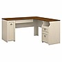 Bush Furniture Fairview 60"W L Shaped Desk with Drawers and Storage Cabinet, Antique White/Tea Maple (WC53230-03K)~#|#~sp168353709_sc7