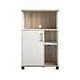 System Build Whitmore 42" Microwave Stand with 6 Shelves, Rustic White/Oak (7014500COM)~#|#~sp168616419_sc7