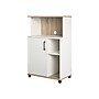 System Build Whitmore 42" Microwave Stand with 6 Shelves, Rustic White/Oak (7014500COM)~#|#~sp168616421_sc7