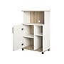System Build Whitmore 42" Microwave Stand with 6 Shelves, Rustic White/Oak (7014500COM)~#|#~sp168616423_sc7