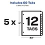 Avery EcoFriendly Index Maker Print & Apply Label Paper Dividers, 12 Tab, White, 5/Pack (11582)~#|#~sp170353054_sc7