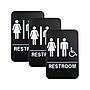 Excello Global Products Restroom Sign with Braille Indoor/Outdoor Wall Sign, 6" x 9", Black/White, 3/Pack (EGP-HD-0036-S)~#|#~sp172359411_sc7