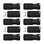 Verbatim PinStripe 64GB USB 2.0 Type A Flash Drive, Black, 10/Pack (70901)~#|#~sp175279447_sc7