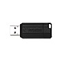 Verbatim PinStripe 64GB USB 2.0 Type A Flash Drive, Black, 10/Pack (70901)~#|#~sp175279560_sc7