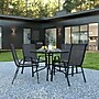 Flash Furniture Brazos Outdoor Patio Dining Set with 31.5" Square Table and 4 Flex Comfort Stack Chairs, Black (TLH073A2303C)~#|#~sp175520566_sc7
