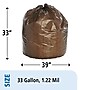 AbilityOne 33 Gallon Industrial Trash Bag, 33" x 39", Low Density, 1.22 mil, Dark Brown, 125 Bags/Box (8105011839769)~#|#~sp176152958_sc7