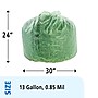 Stout EcoSafe-6400 13 Gallon Industrial Trash Bag, 24" x 30", Low Density, 0.85 mil, Green, 45 Bags/Box, 3 Rolls~#|#~sp176153023_sc7