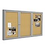 Ghent 4' H x 6' W Enclosed Natural Cork Bulletin Board with Satin Frame, 3 Door (PA34872K)~#|#~sp17740495_sc7